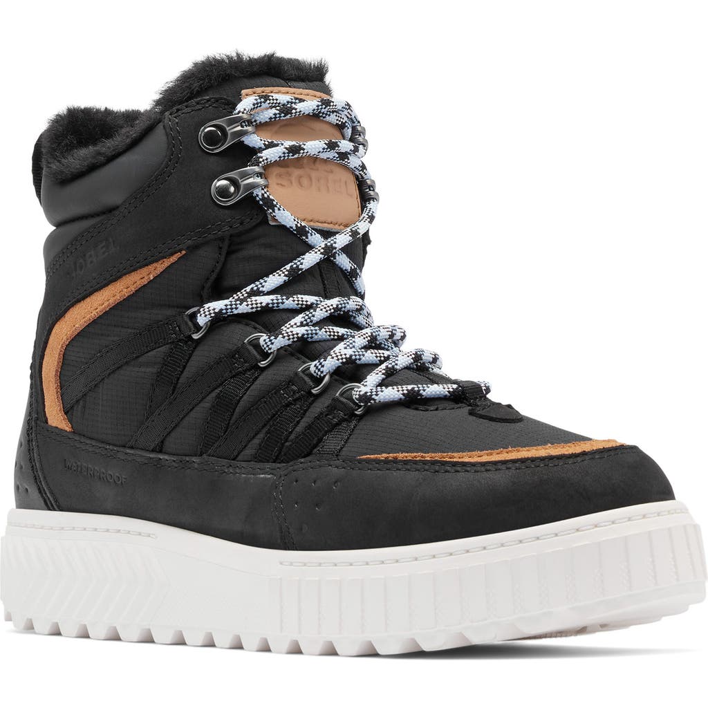 Sorel 2088351010 Womens Waterproof Leather Winter & Snow Boots In Black/sea Salt