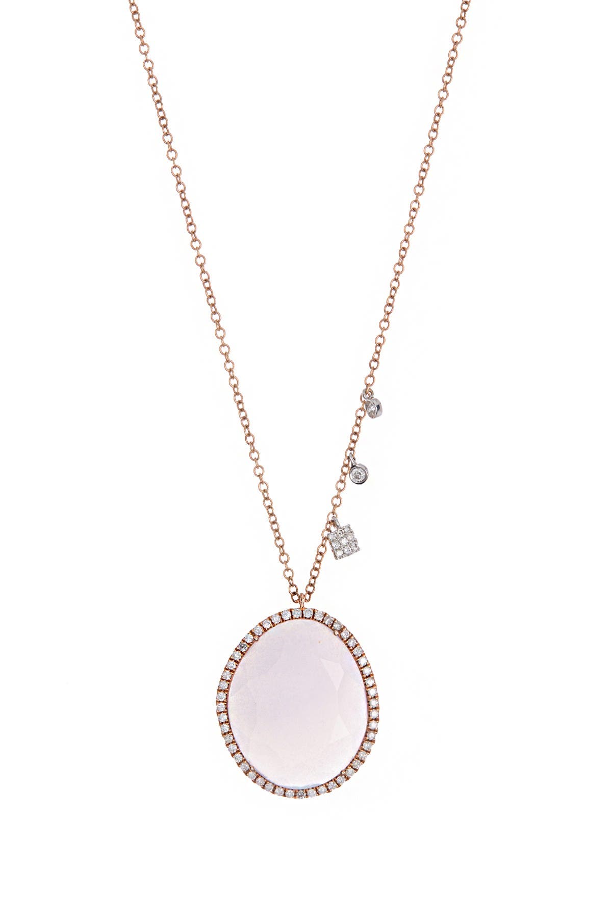 Meira T 14k Rose Gold Chalcedony & Pave Diamond Halo Pendant Necklace In Pink