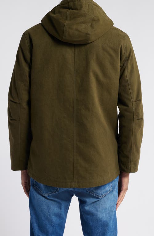 Shop Pendleton Brothers Hooded Canvas Jacket In Dark Olive