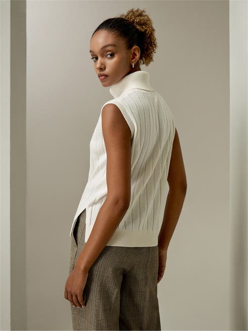 Shop Lilysilk Turtleneck Sleeveless Cashmere Vest In White