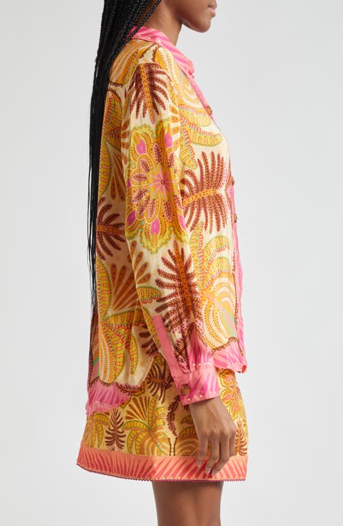 Shop Farm Rio Palm Sand Button-up Shirt In Palm Scarf Sand