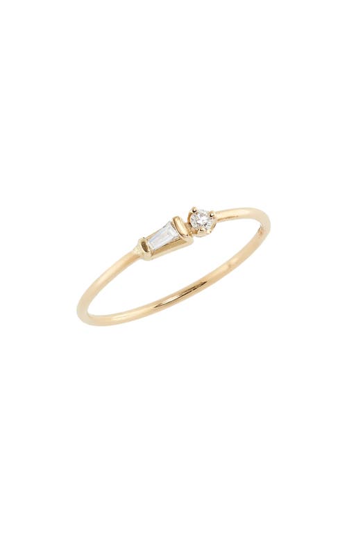 Zoë Chicco Round & Baguette Diamond Ring in 14K Yg at Nordstrom, Size 6