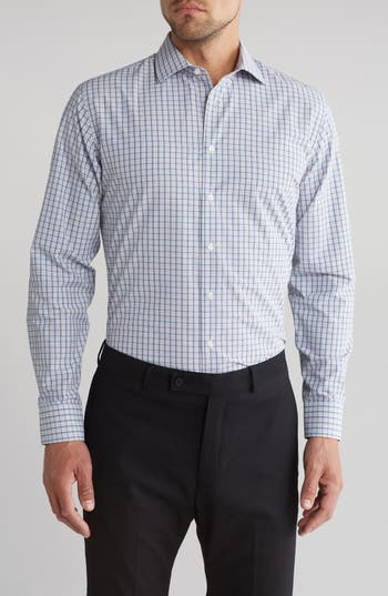 Nordstrom Rack Pateros Check Trim Fit Dress Shirt In Blue