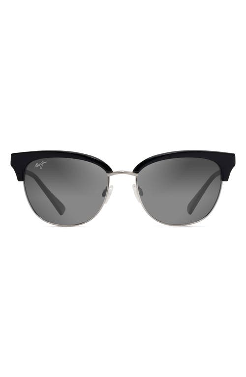 Maui Jim Lokelani 55mm PolarizedPlus2® Cat Eye Sunglasses in Black With Silver