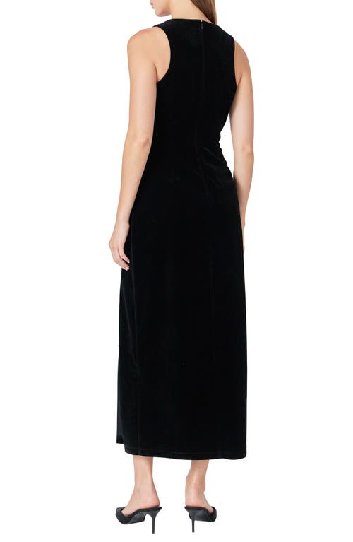 Endless Rose Jewel Trim Sleeveless Velvet Maxi Dress In Black