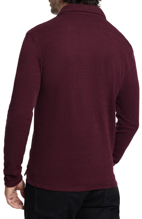 Shop John Varvatos Morris Long Sleeve Johnny Collar Polo In Oxblood