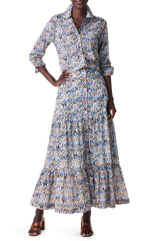 Shop Nic + Zoe Nic+zoe Up Beat Ikat Tiered Maxi Skirt In Blue Multi