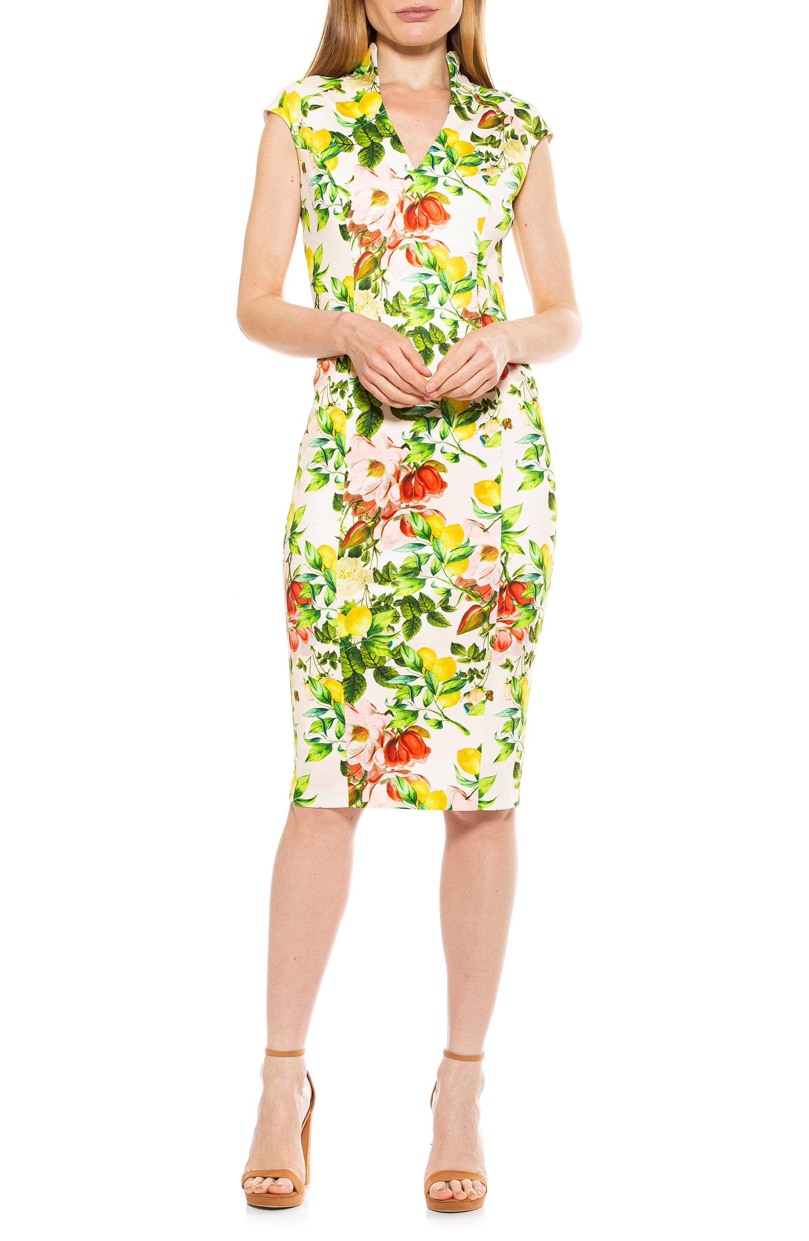 long sleeve yellow floral dress
