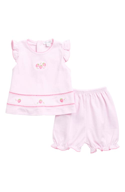 Kissy Kissy Strawberry Embroidered Pima Cotton Top & Shorts Set in Pink at Nordstrom, Size 0-3M