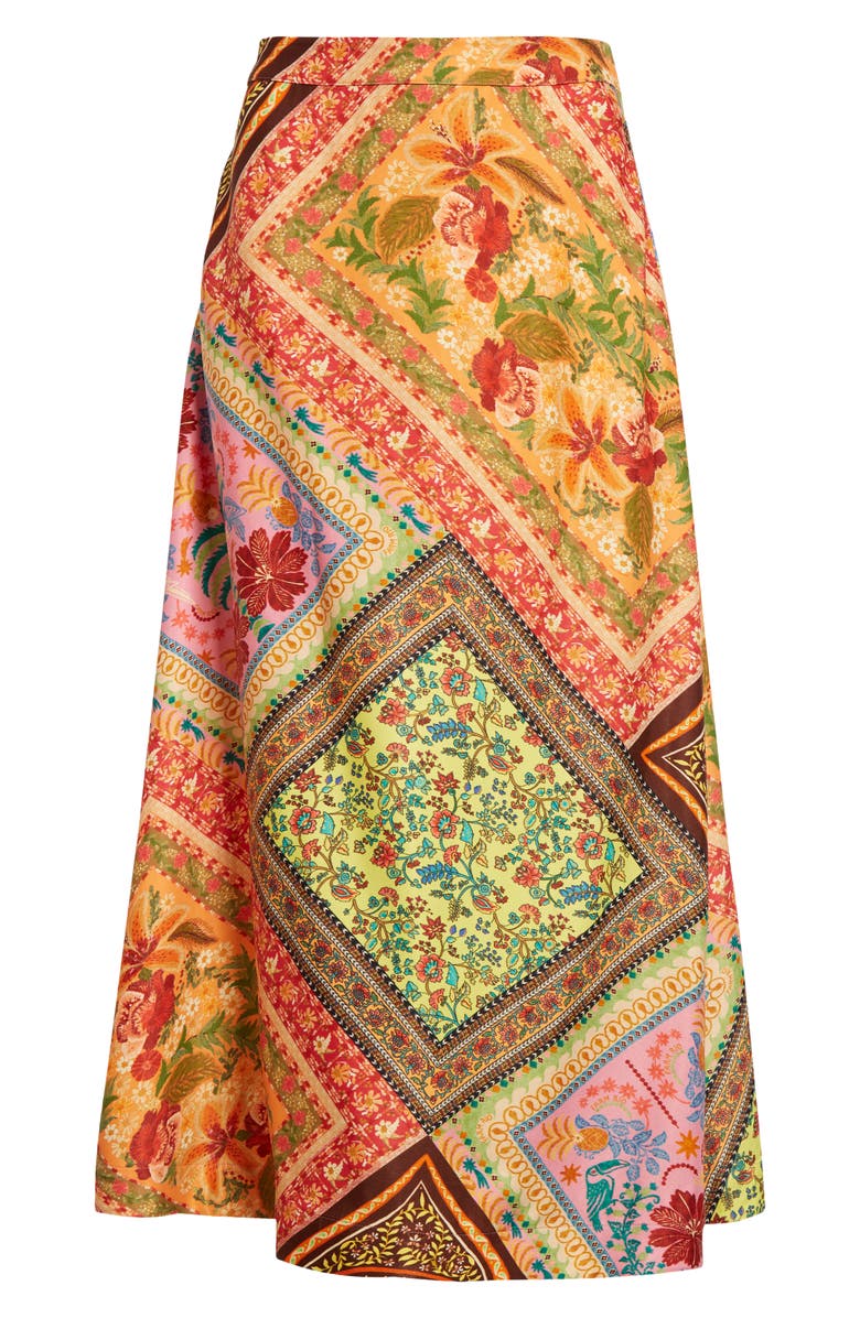 FARM Rio Mixed Scarf Print A-Line Midi Skirt | Nordstrom