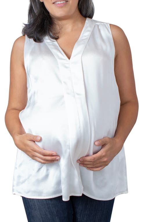 Lily Satin Maternity/Nursing Top in Satin White