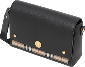 Burberry note leather & discount vintage check crossbody bag