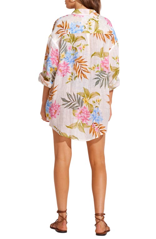 Shop Vitamin A ® Playa Oversize Linen Cover-up Shirt In Summer Bloom Eco Linen