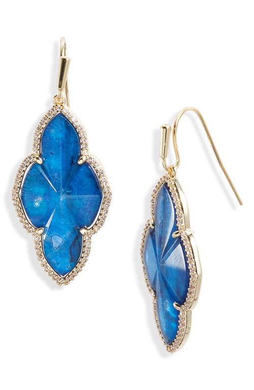 Kendra Scott Abbie Pavé Frame Drop Earrings in Gold Navy Abalone 