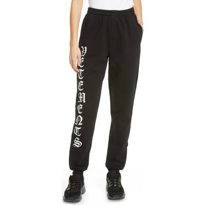Vetements Gothic Logo Sweatpants, Black