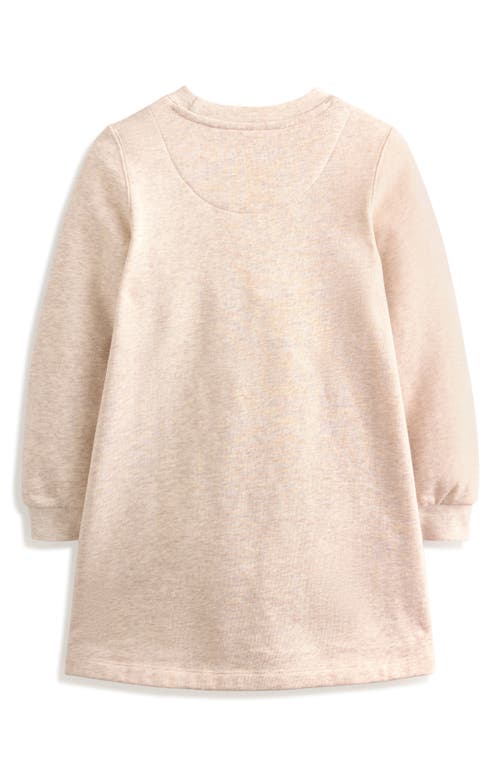 Shop Mini Boden Kids' Ida Heart Appliqué Long Sleeve Sweatshirt Dress In Oatmeal Marl Heart