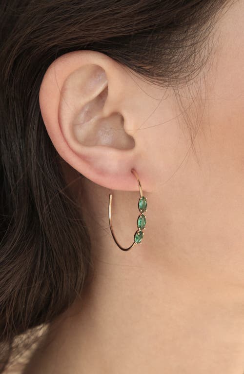 Ettika Triple Marquise Cubic Zirconia Hoop Earrings In Green