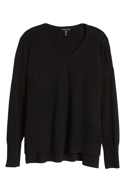 Shop Eileen Fisher V-neck Organic Cotton & Recycled Cashmere Blend Sweater In Black