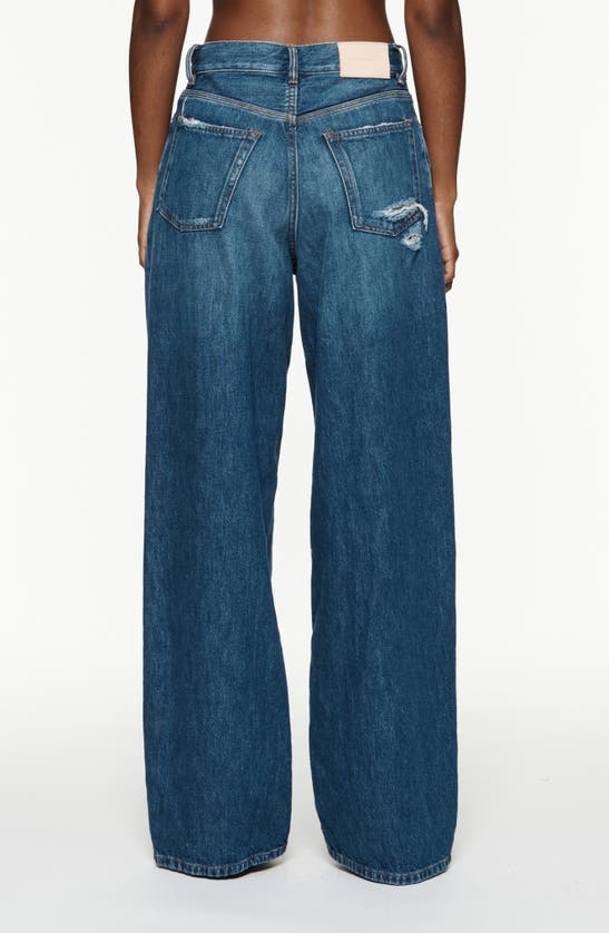 Shop Purple Brand Ripped Baggy Wide Leg Jeans In Mid Indigo