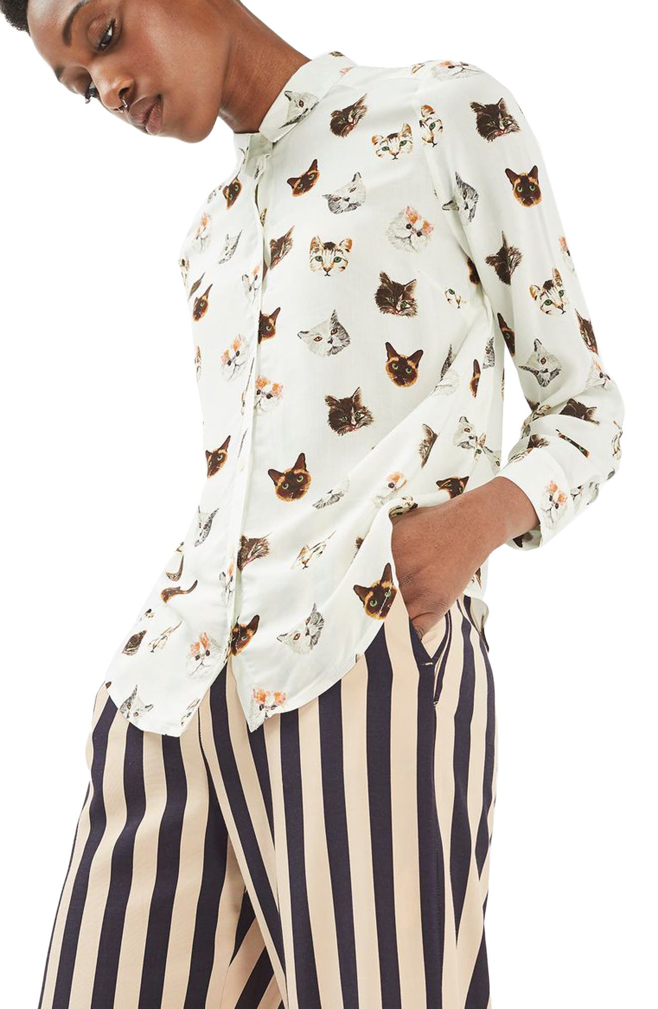 Cat Print Shirt (Petite) Nordstrom
