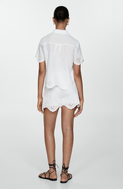 Mango Cotton Eyelet Shorts In White