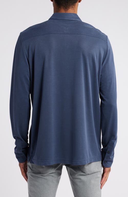 Johnston & Murphy Vintage Wash Knit Button-up Shirt In Navy