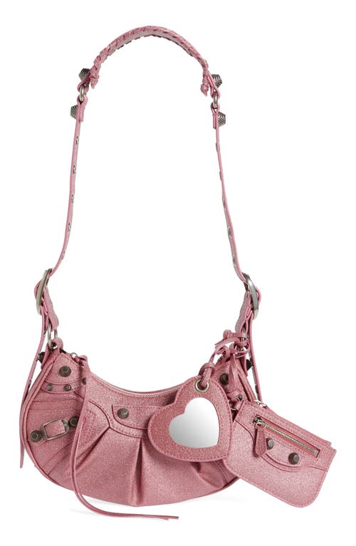 Balenciaga Sweet Pink Metallic Coated Canvas Hourglass Xs Top Handle Bag