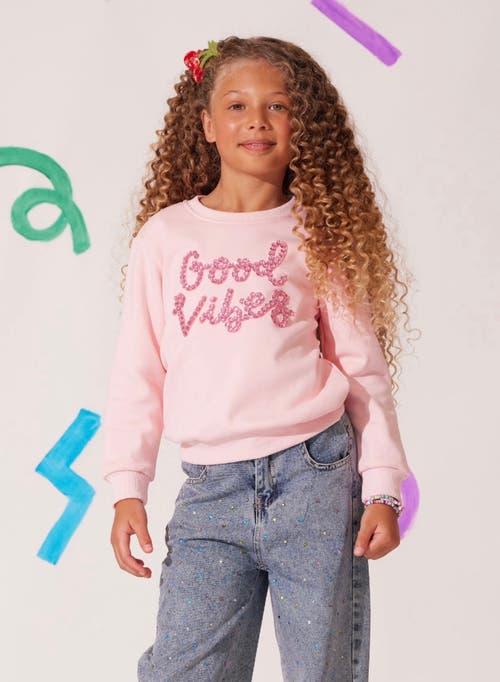 Lola + The Boys Sparkling Good Vibes Sweatshirt In Pink