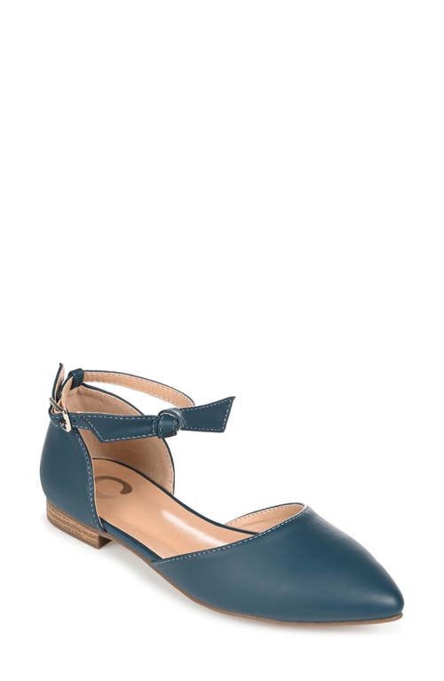 Shop Journee Collection Vielo Ankle Strap Flat In Blue