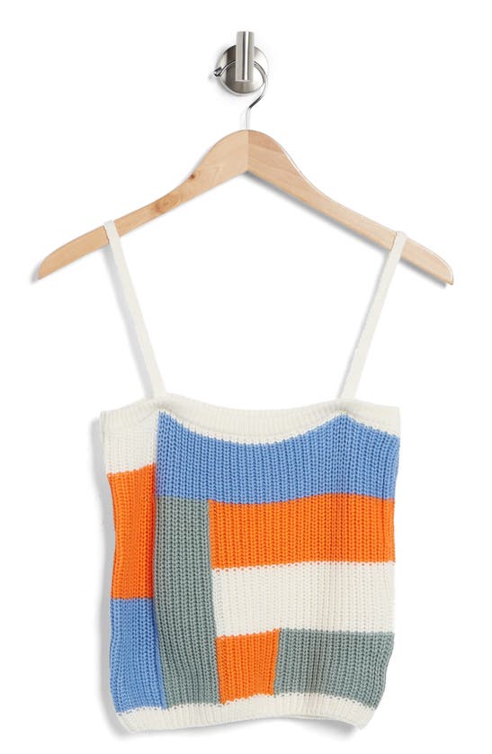 Frnch Nolino Colorblock Sleeveless Crochet Sweater In Bleu