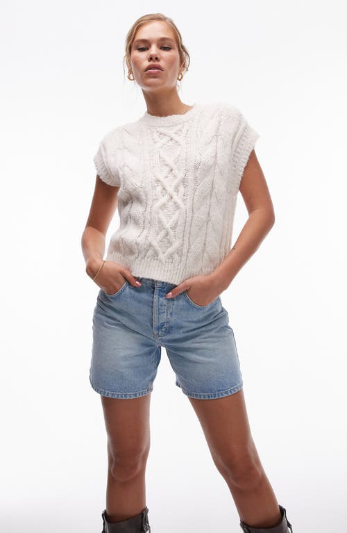 Shop Topshop Cable Sweater Vest In Stone