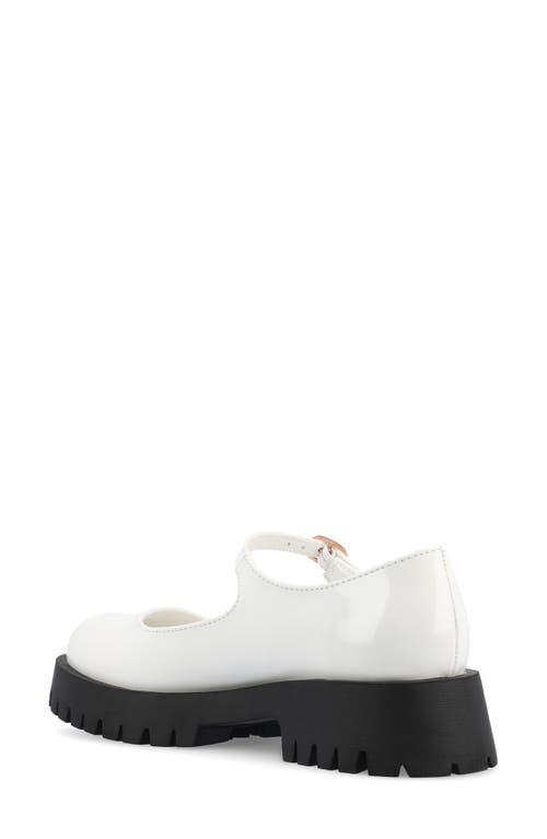 Journee Collection Kamie Mary Jane Platform Flat In Patent/white