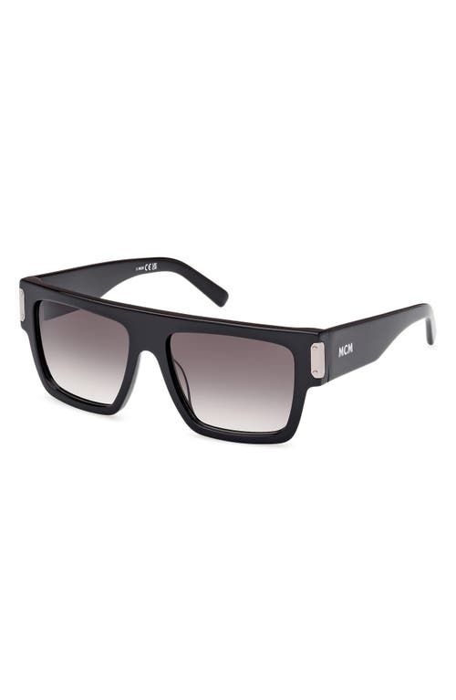 Mcm 54mm Rectangular Sunglasses In Shiny Black/gradient Smoke