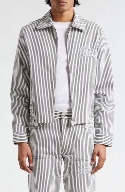 Shop Amiri Motors Stripe Cotton Blouson Jacket In Black/white