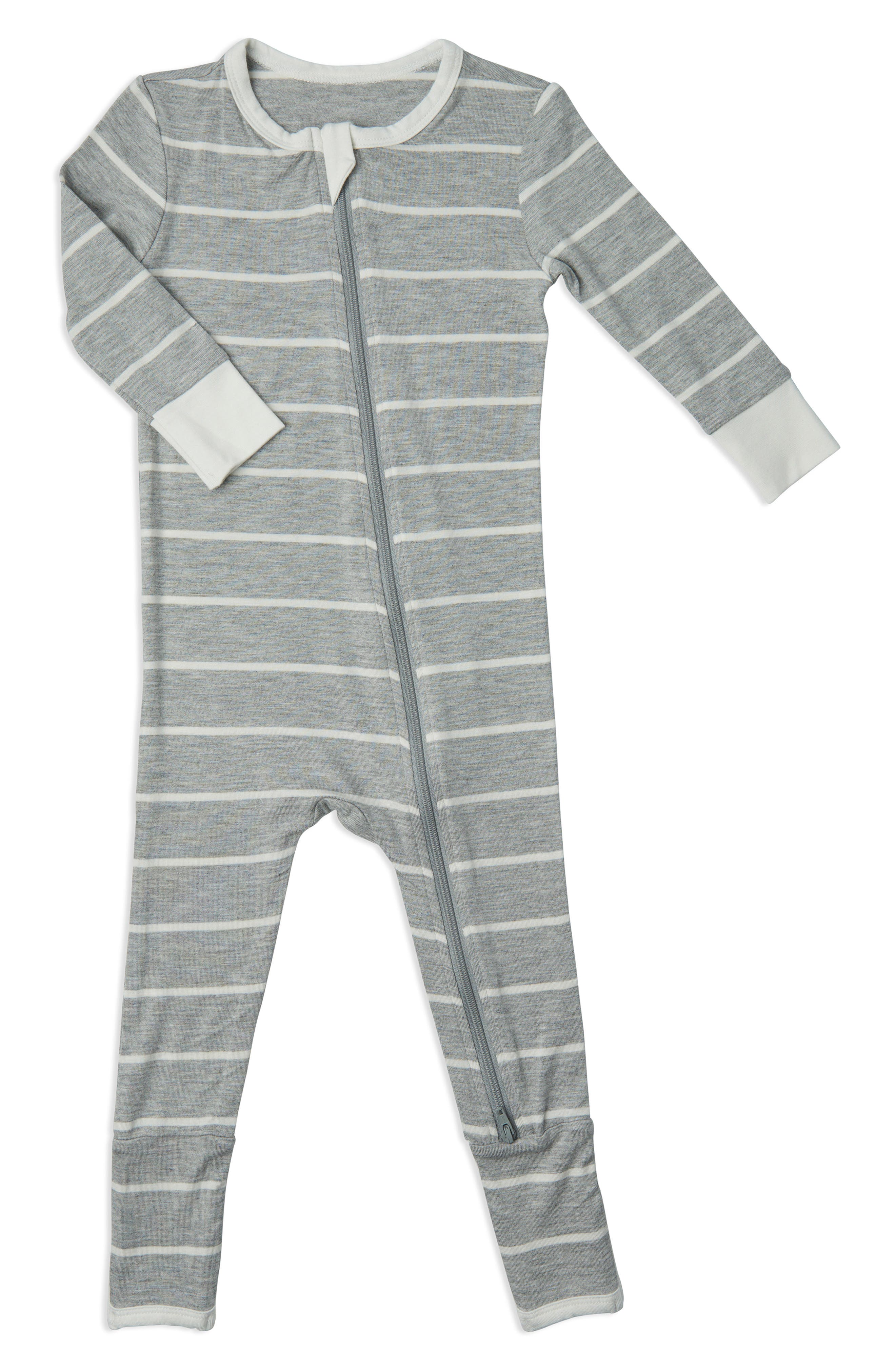 Baby Grey by Everly Grey Print Footie in Heather Grey Stripe 