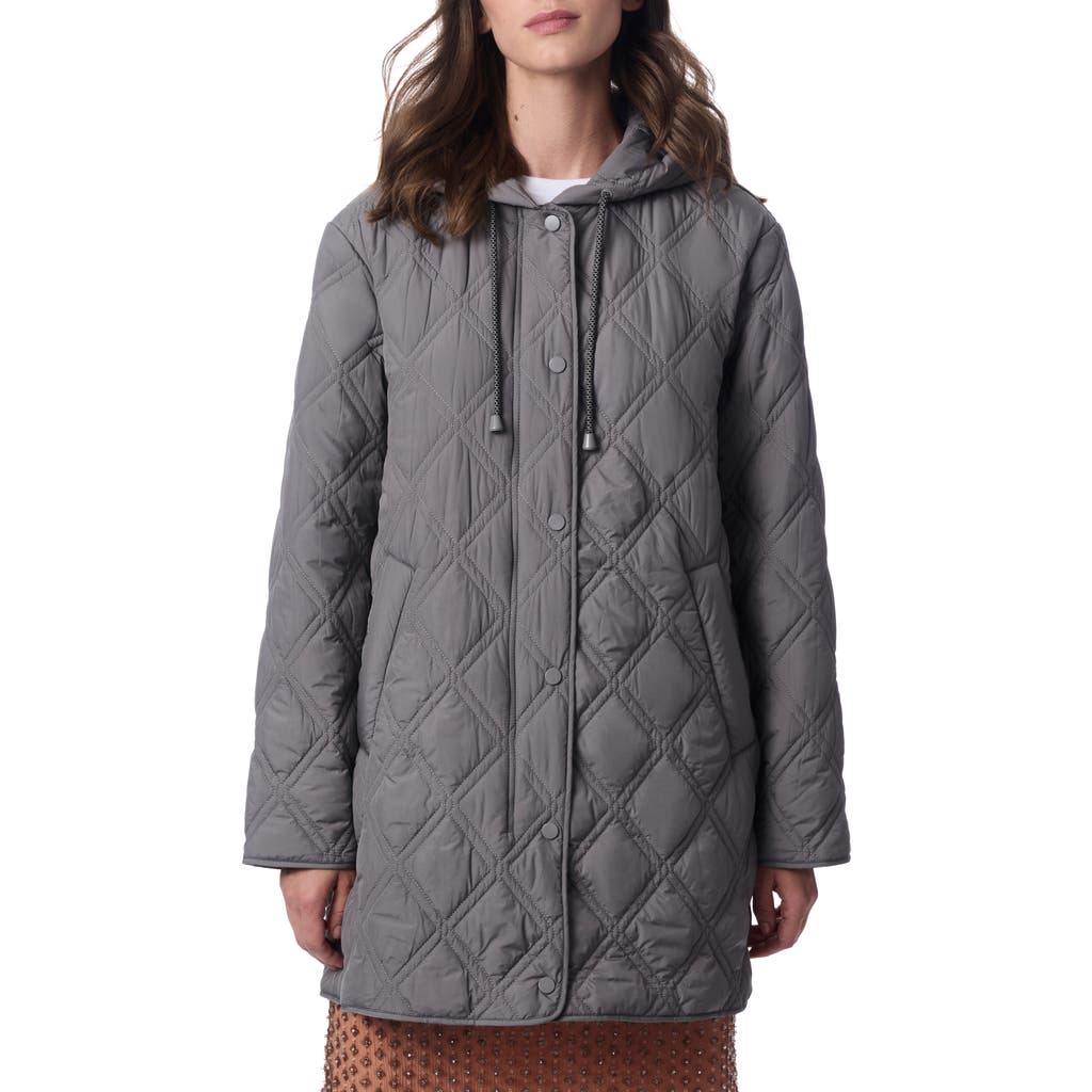 Bernardo Hooded Quilted Liner Jacket In Pewter