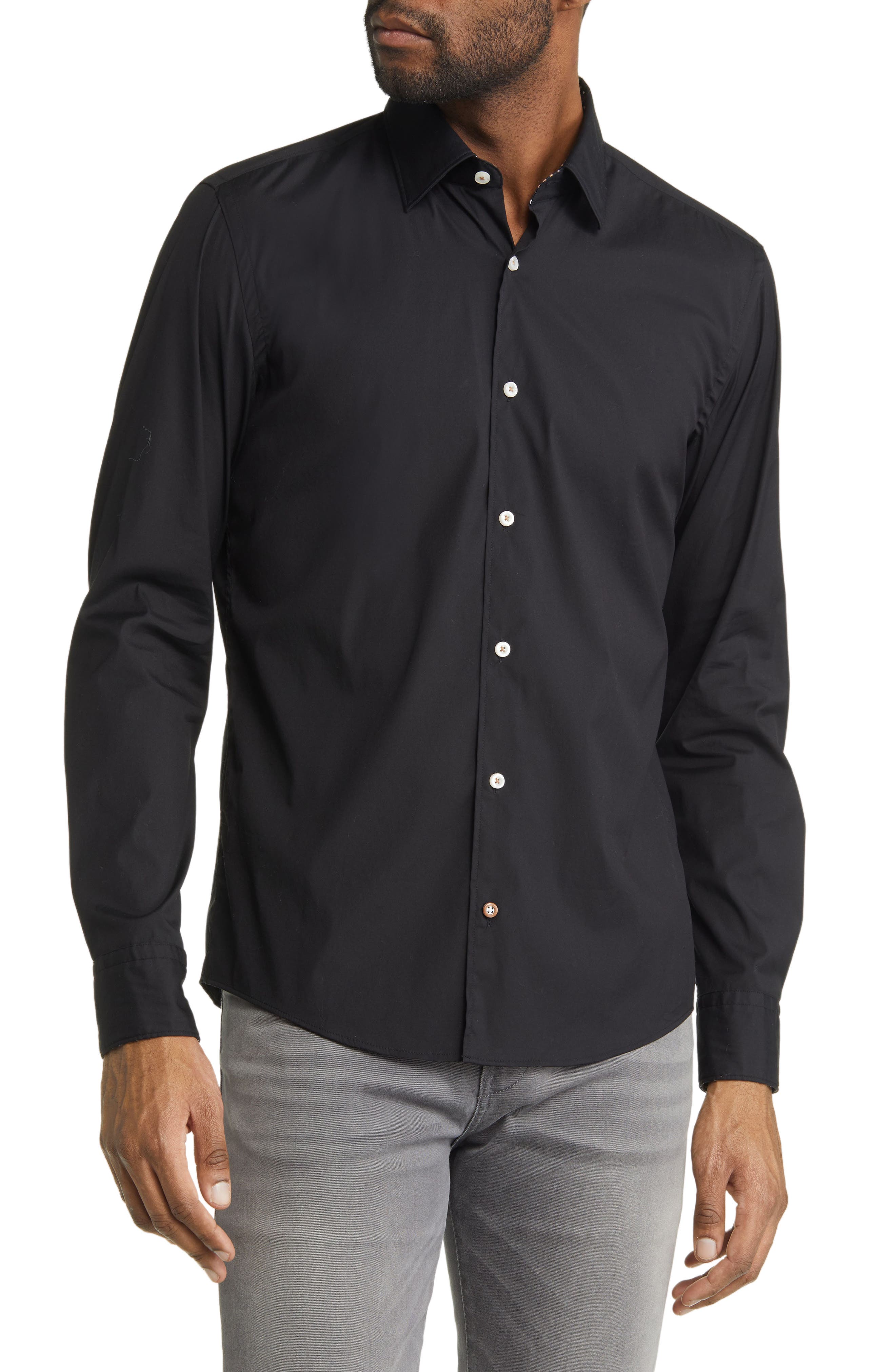 black collared dress shirt