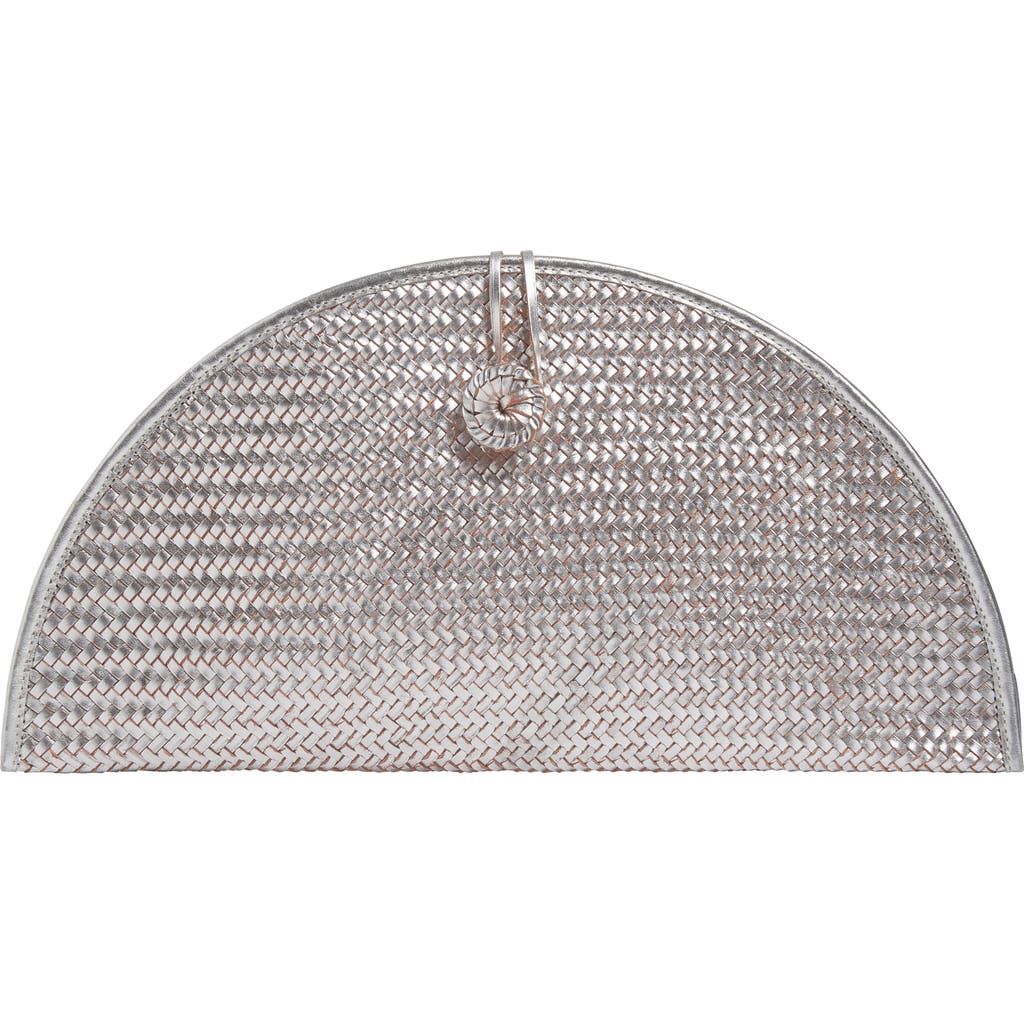 Adriana Castro La Barca Handwoven Leather Clutch In Silver