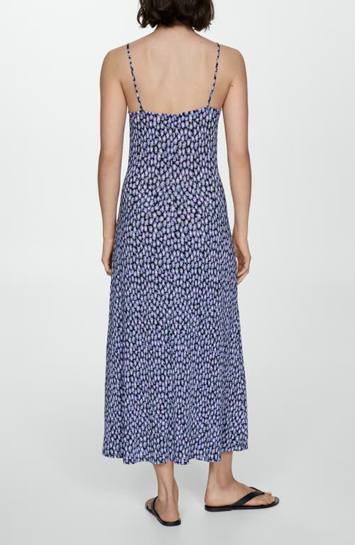 Shop Mango Floral Midi Sundress In Blue/black