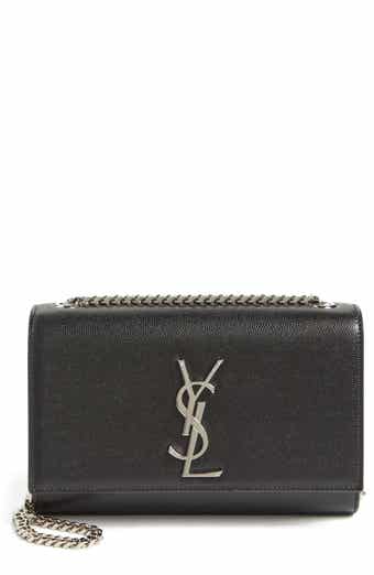 Yves Saint Laurent Black/Silver Suede Star Print Envelope Small Wallet on Chain Bag