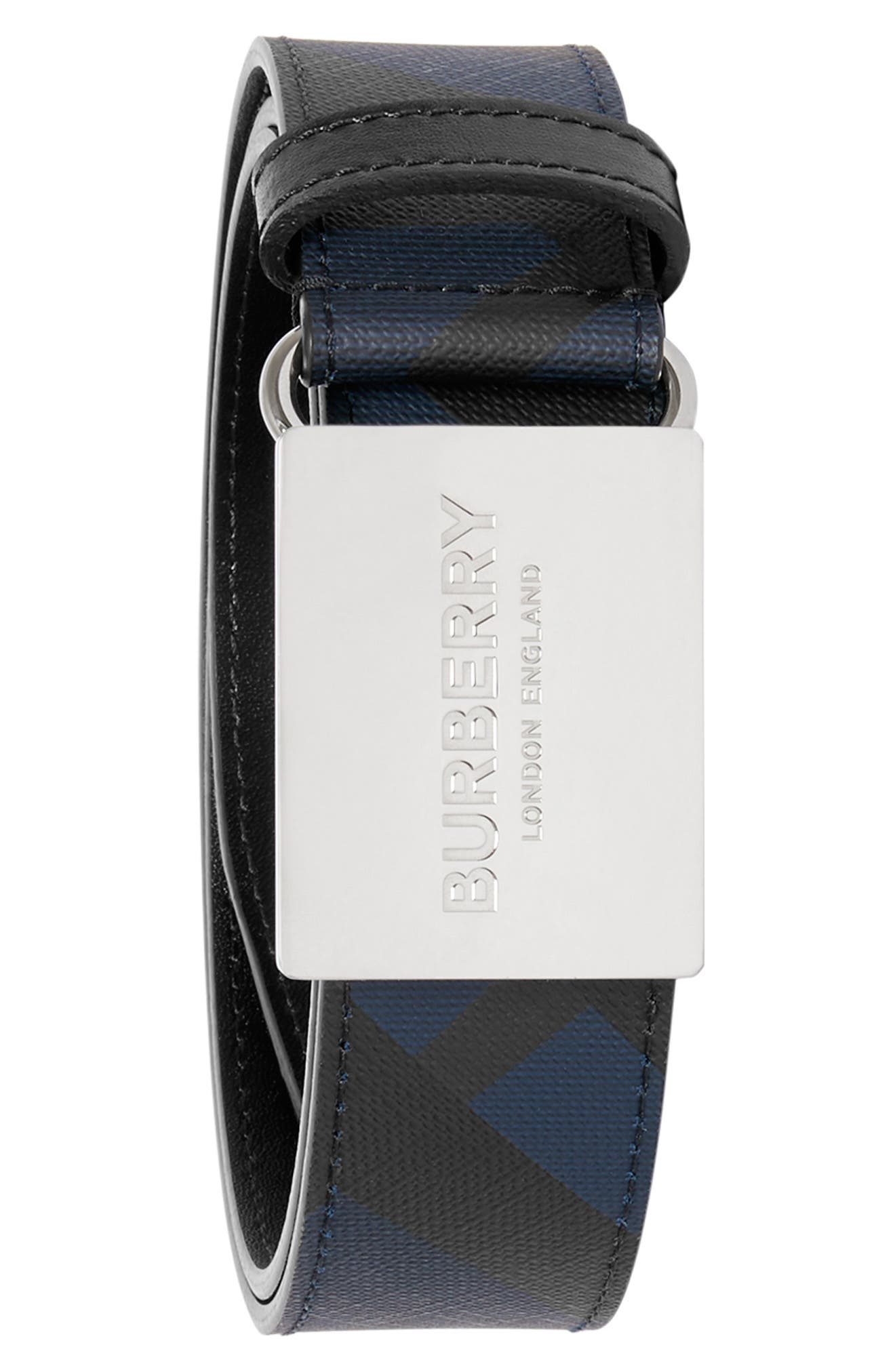 burberry tag print london check belt