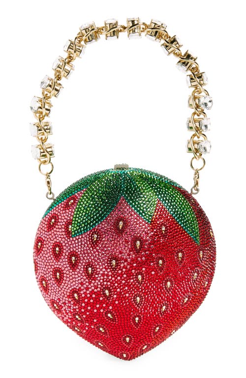 Shop Judith Leiber Couture Crystal Embellished Strawberry Clutch In Silver Light Siam Multi