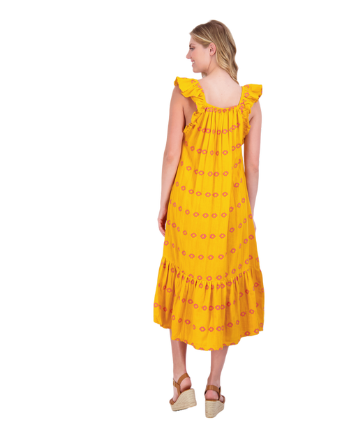 Shop Mer St. Barth Eva Ruffle Sundress In Marigold Embroidery