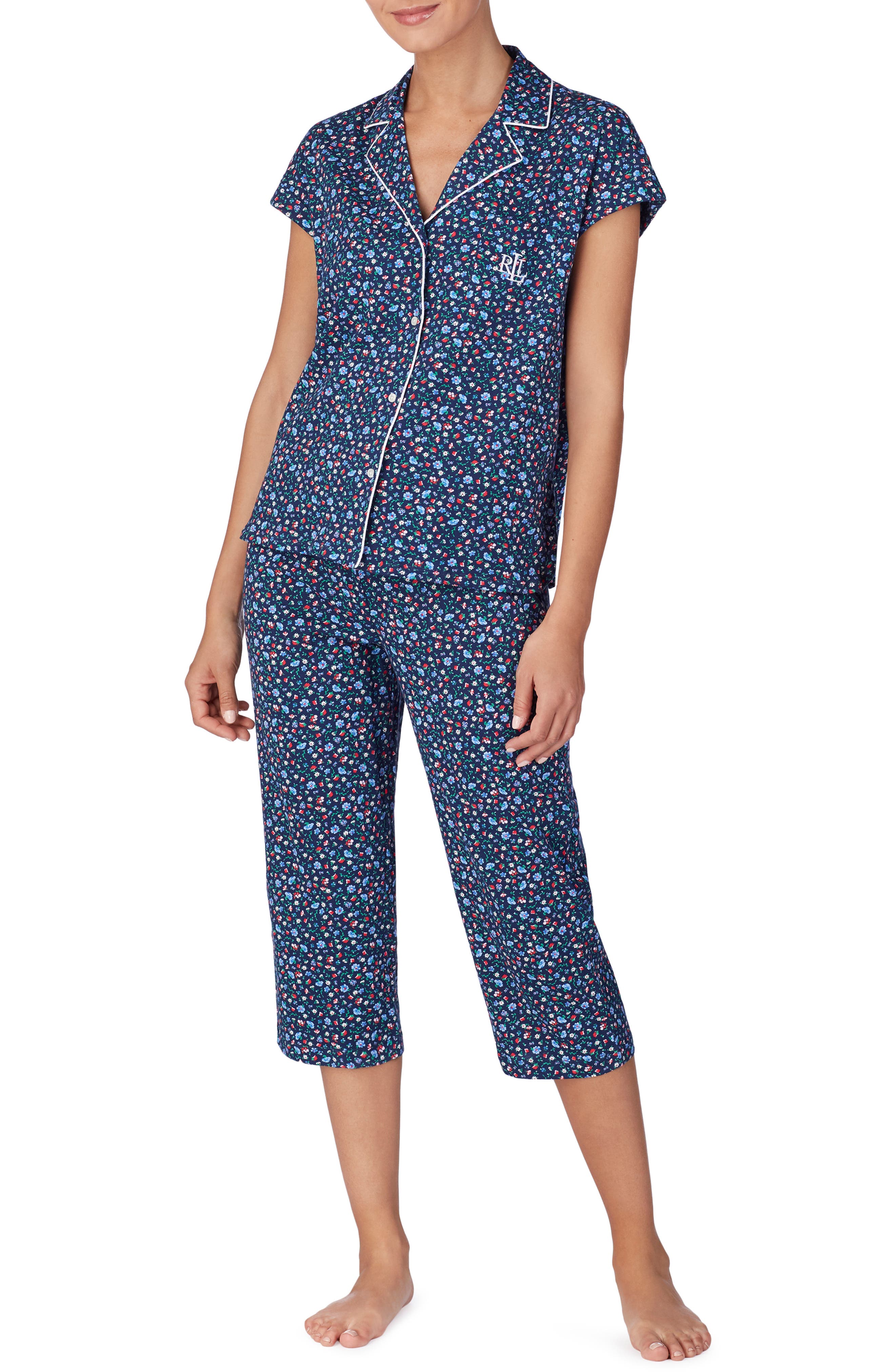 Plus Size Lauren Ralph Lauren Capri Pajamas, Blue