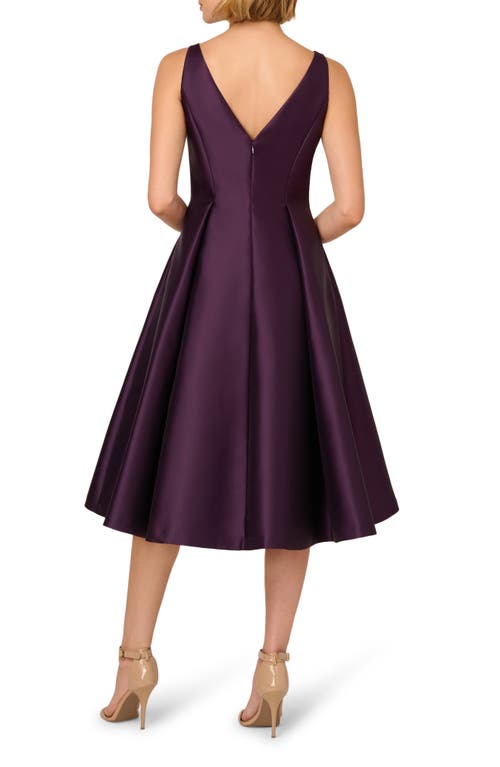 Adrianna Papell Sleeveless Mikado Fit & Flare Midi Dress In Luxe Plum