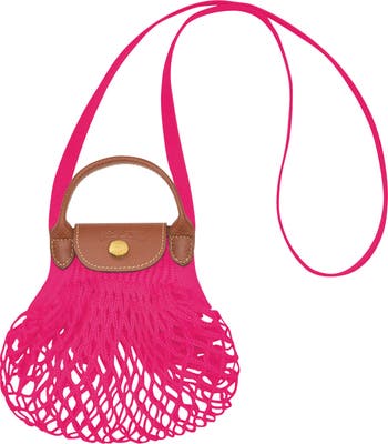 Longchamp Le Pliage Filet Knit Crossbody Bag in Candy