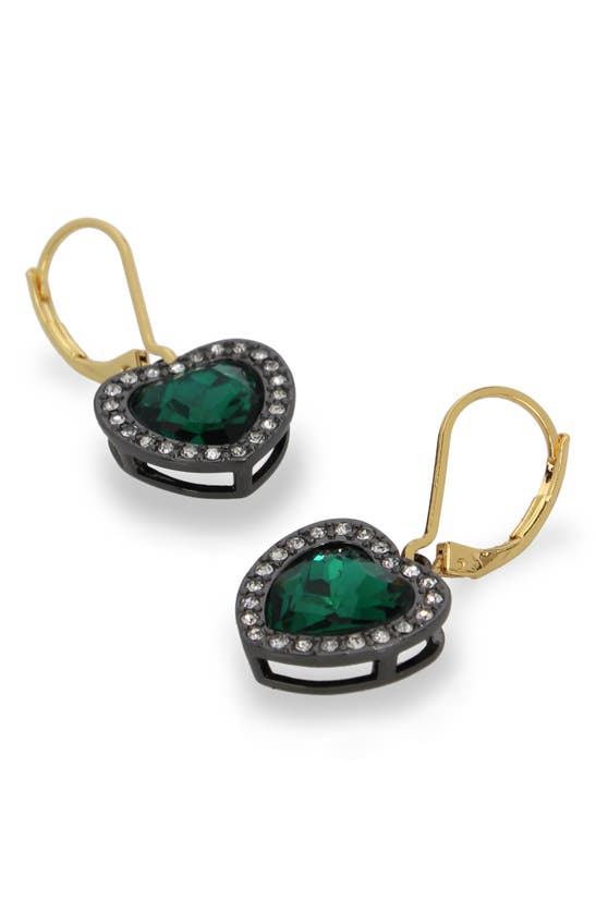 Shop Kurt Geiger London Heart Halo Drop Lever Back Earrings In Green