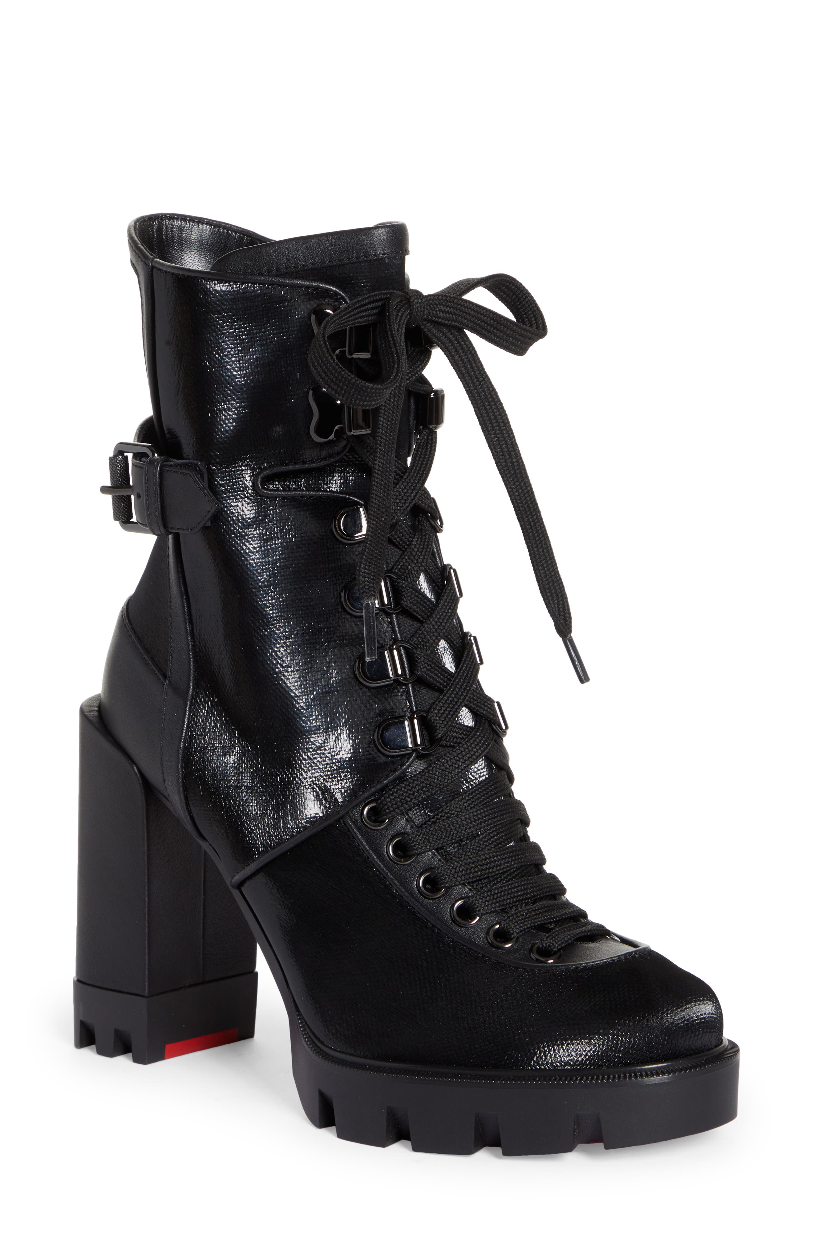 Stacked heel combat on sale boots