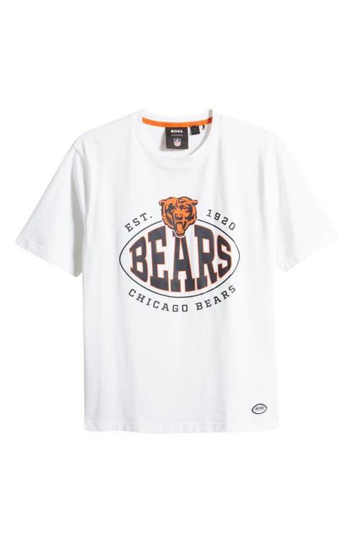 Shop Hugo Boss Boss X Nfl Stretch Cotton Graphic T-shirt In Chicago Bears White