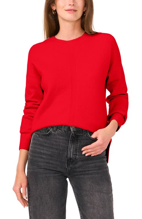 Shop Vince Camuto Cropped Crewneck Sweater In Bright Cherry